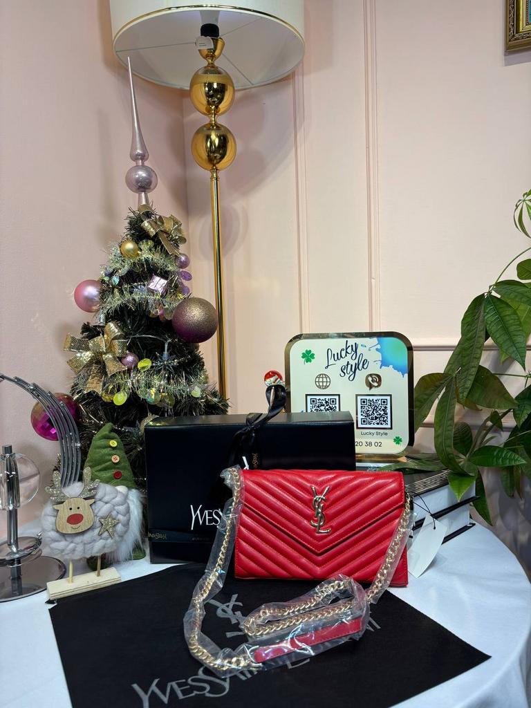 Сумка-клатч YSL Quilted Crossbody mini красная 96096