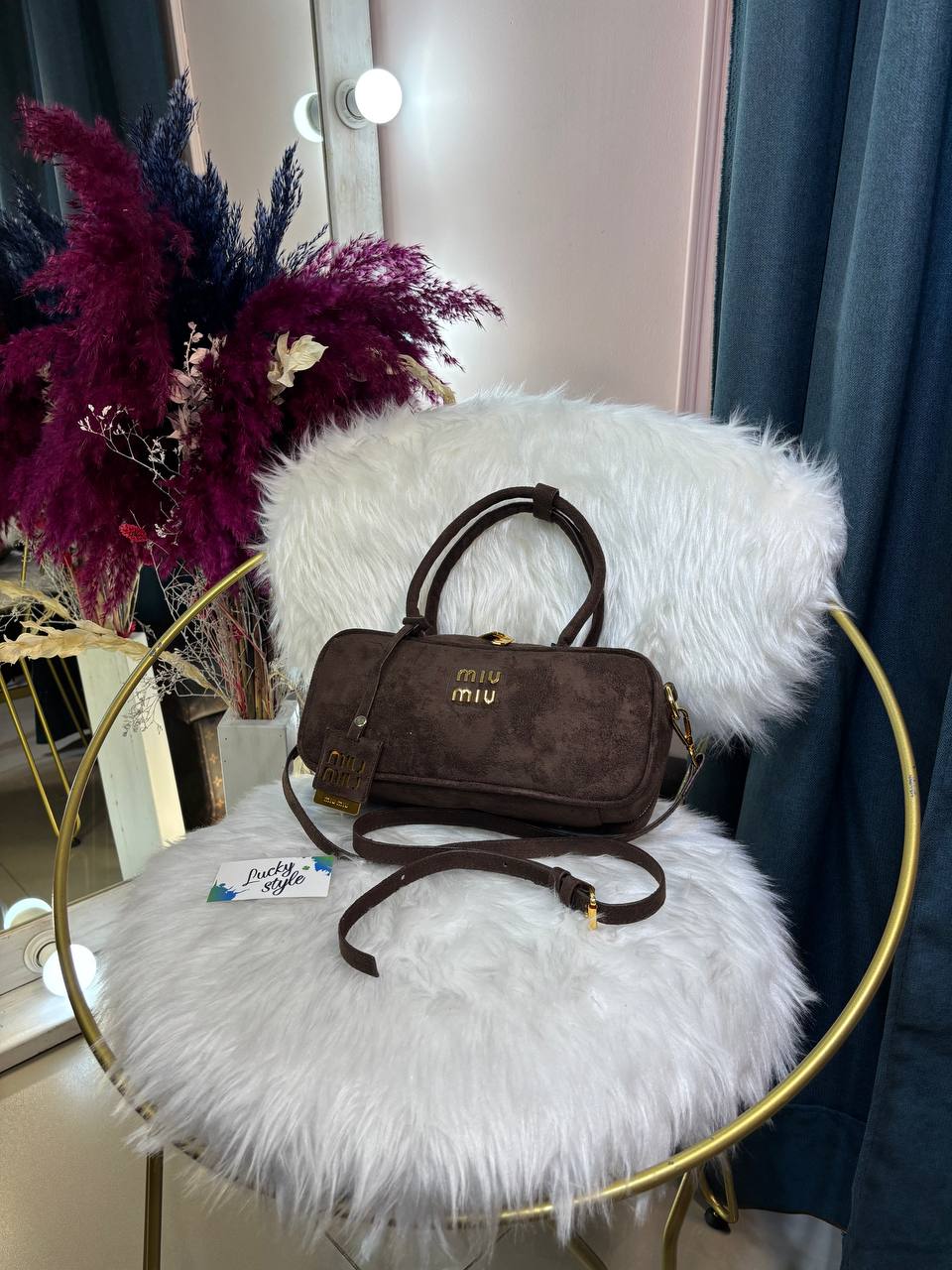 Сумка Miu miu коричневая под замш 96106