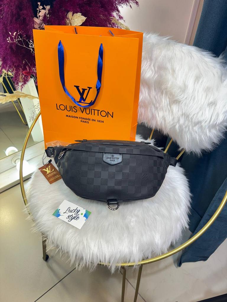 Поясная сумка Louis Vuitton черная шашка 96112