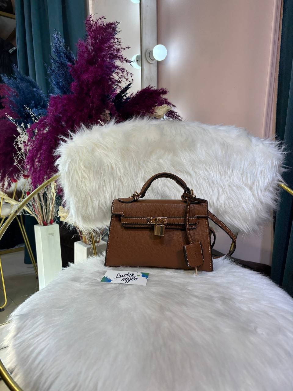 Сумка Hermes Kelly Mini коричневая 22 см 96114