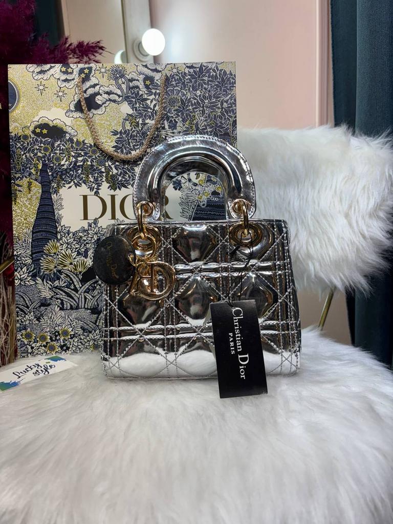 Сумка Dior Lady mini серебро 19 см 96127
