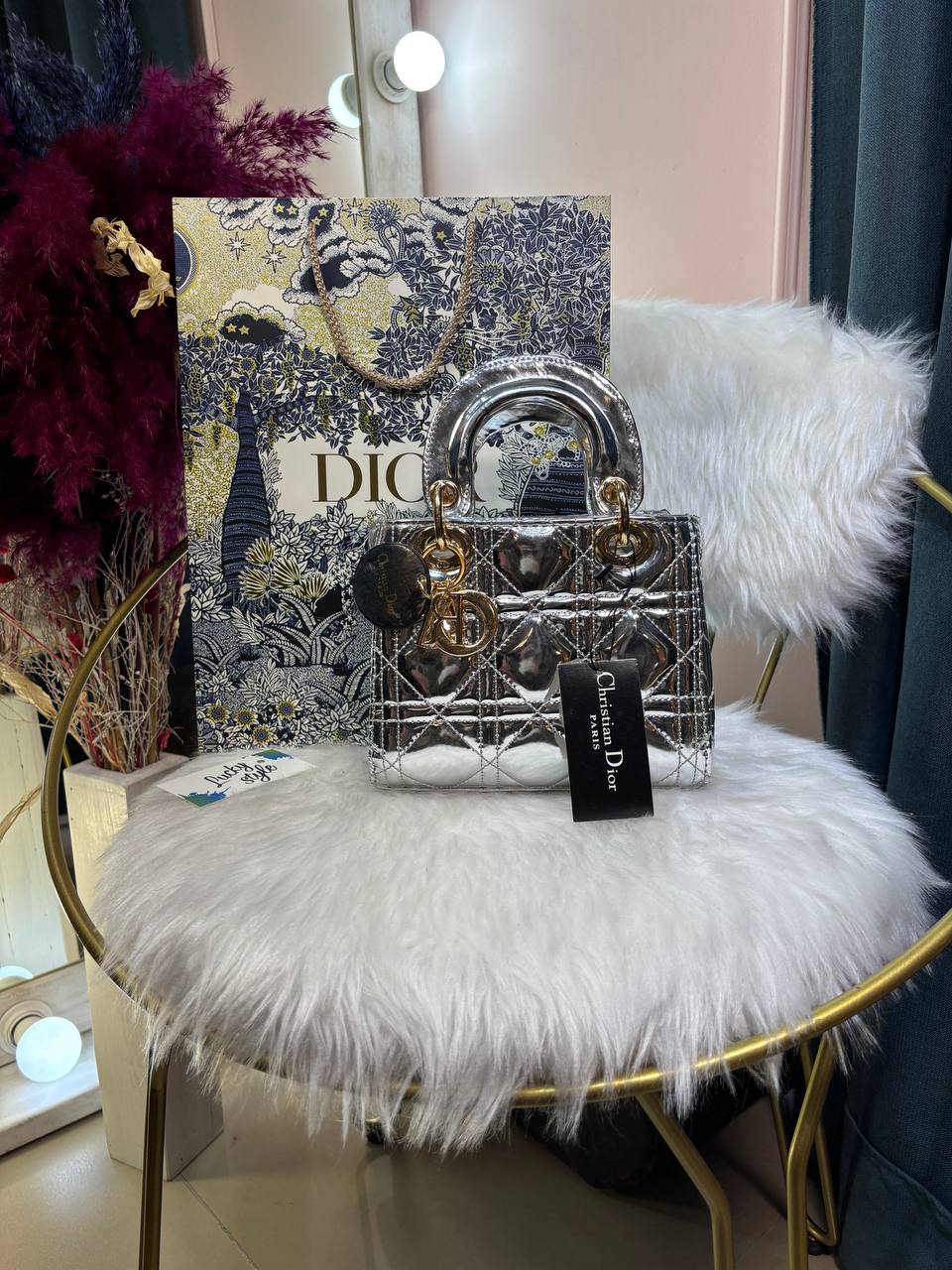 Сумка Dior Lady mini серебро 19 см 96127