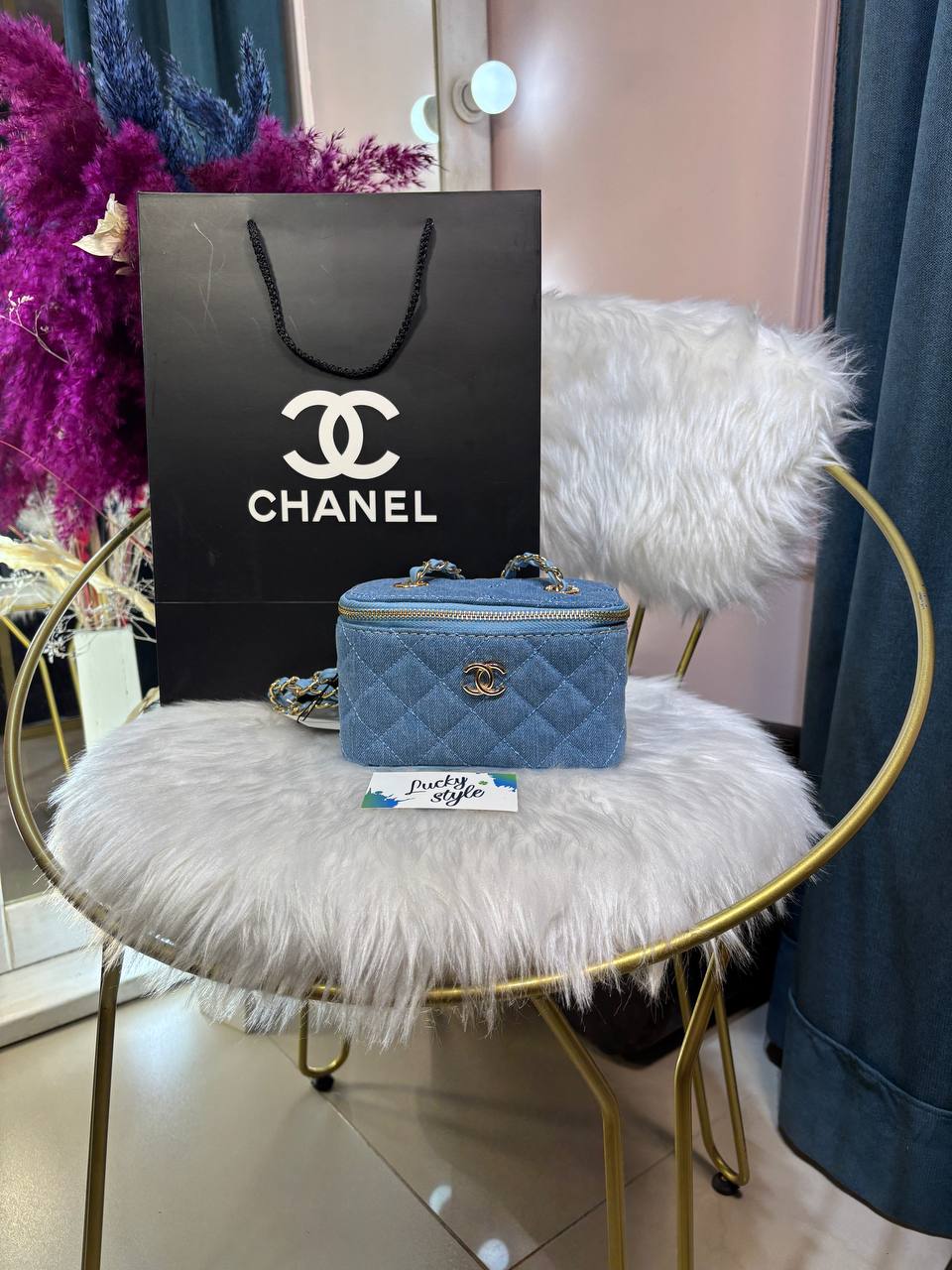 Сумка-косметичка Chanel джинс 18 см 96133