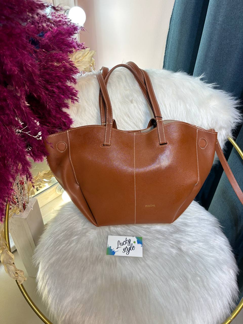 Сумка-шопер Polene Cyme коричневая 96139