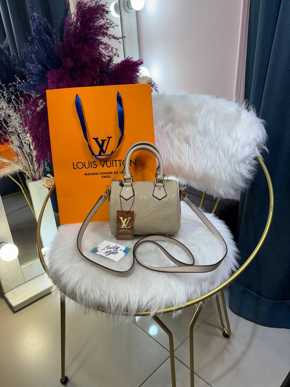 Сумка Louis Vuitton speedy мини бежевая  15 см 96180
