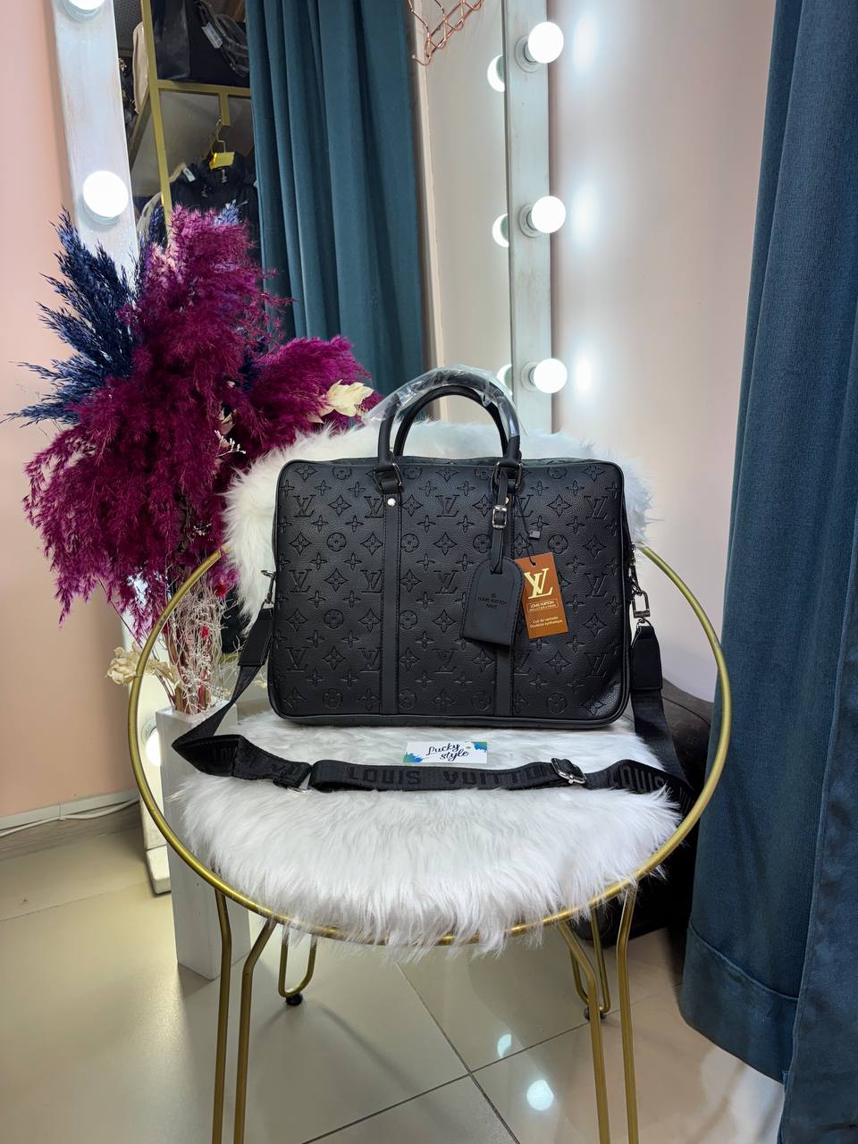 Сумка для ноутбука Louis Vuitton чёрный монограм 96156