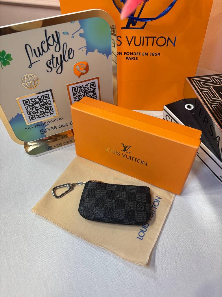 Ключница Louis Vuitton серая шашка натуральная кожа 96164