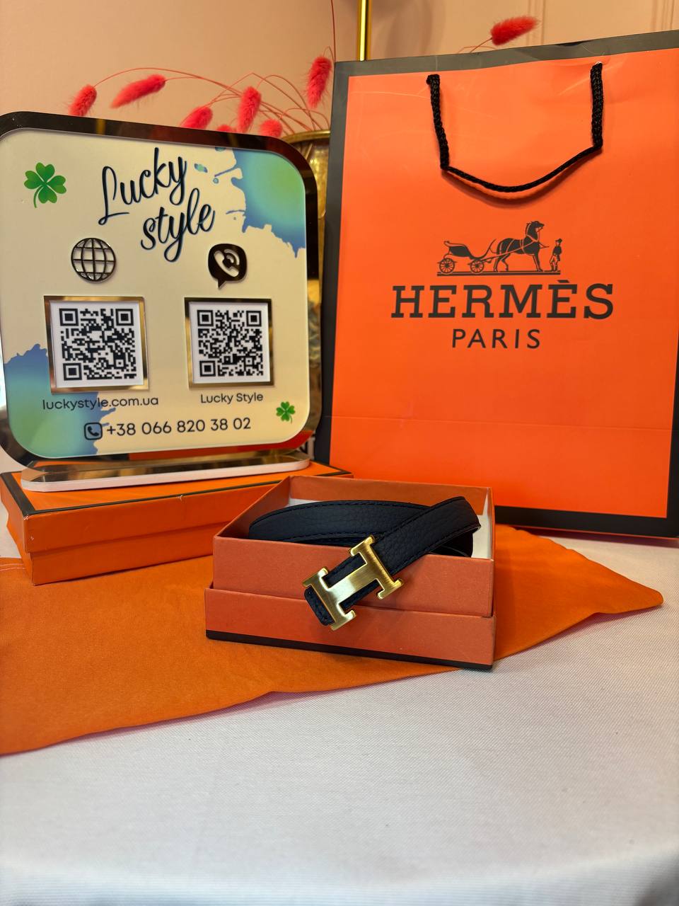 Ремень тёмно синий натуральная кожа Hermes бренд пряжка золото 96171