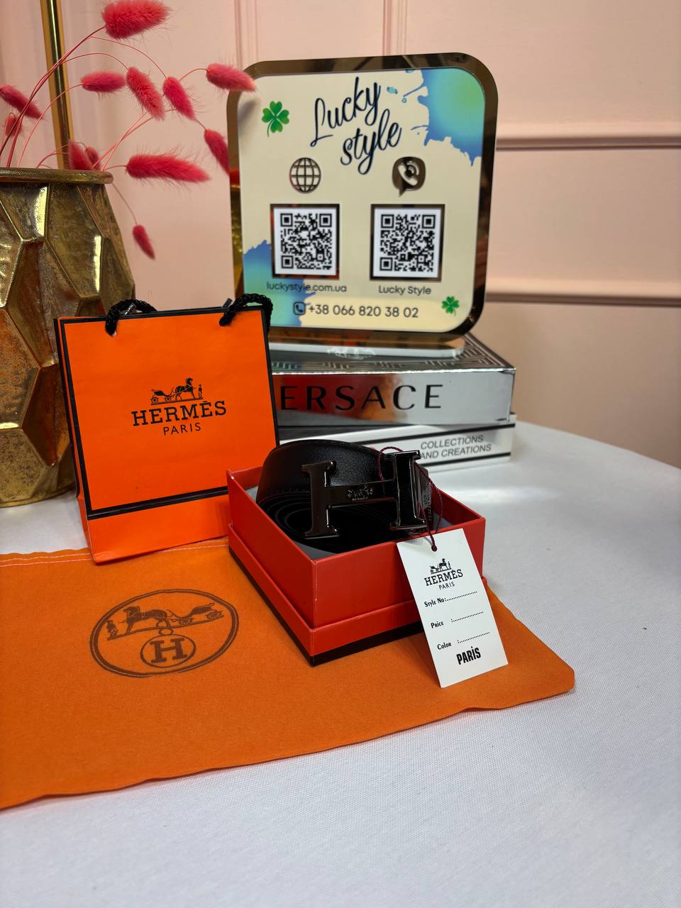 Ремень Hermes натуральная кожа черный 96181