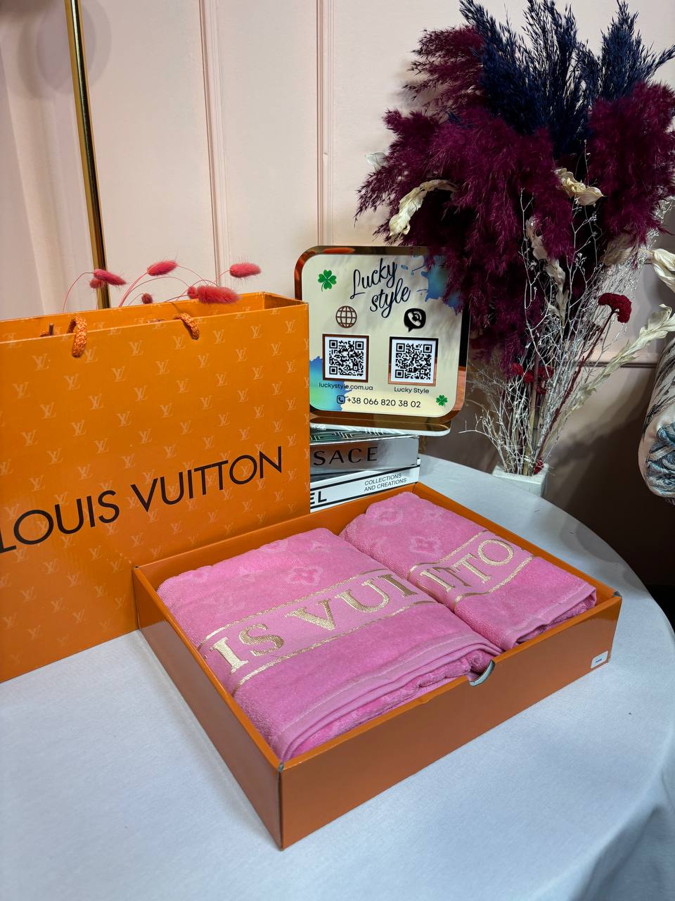 Набор полотенец 2 шт Louis Vuitton розовые 96207