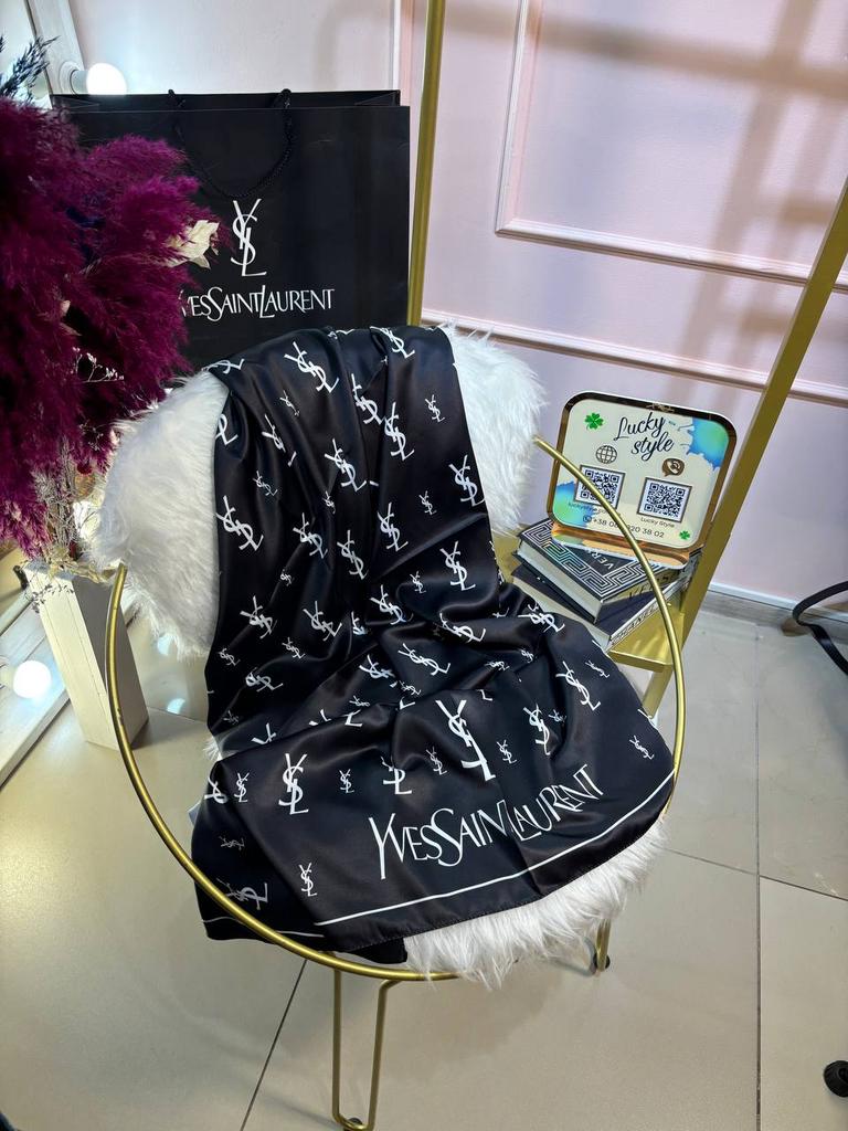 Шаль YSL шелк черная 96231