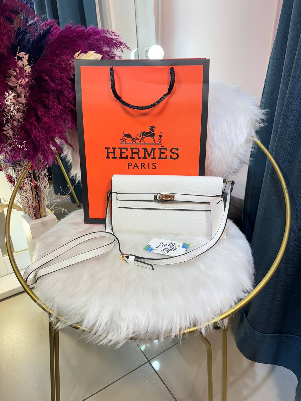 Сумка-кошелек Hermes белая 96284