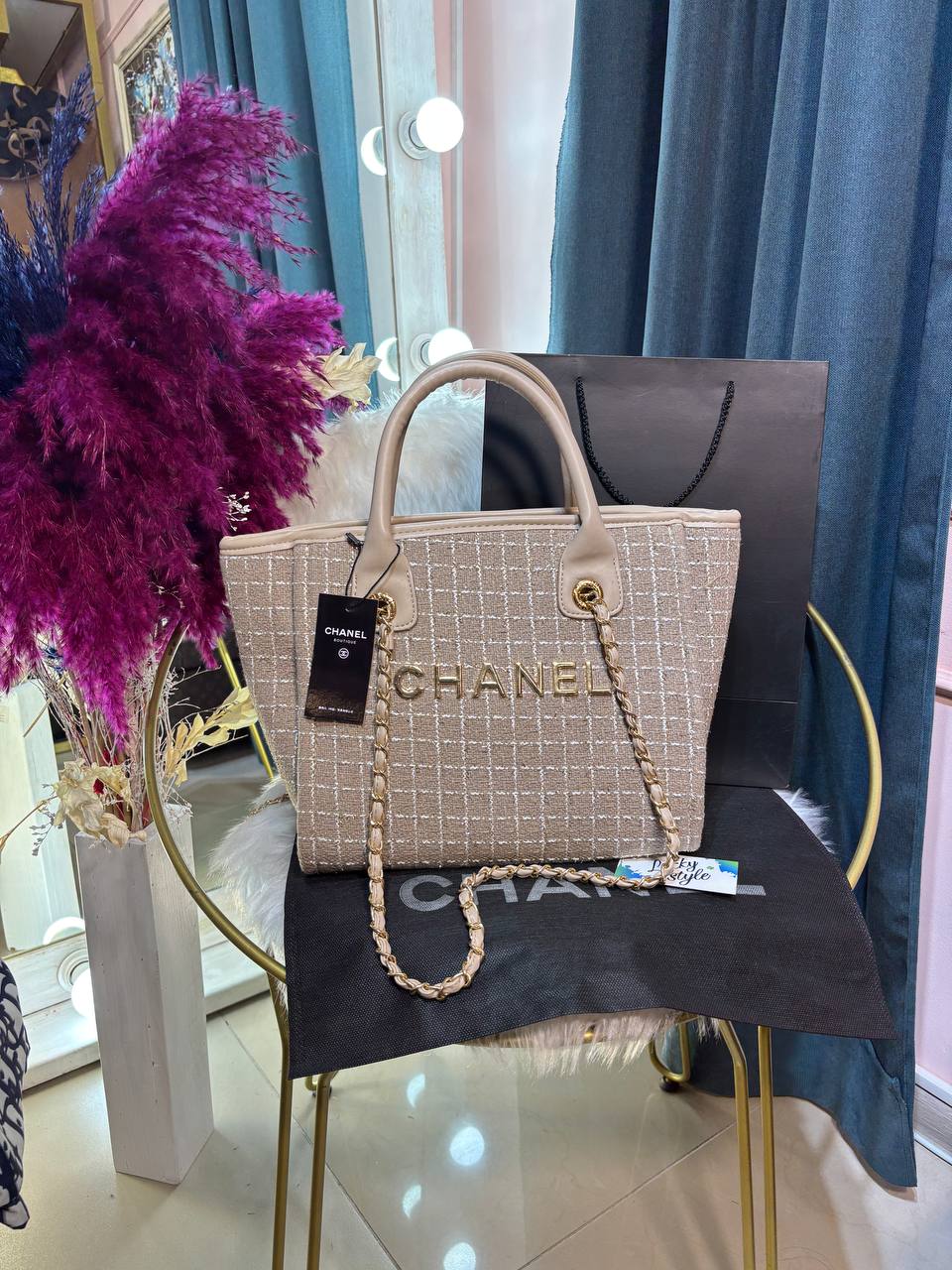 Сумка Chanel 31 Rue Cambon Maxi Tote Bag teddy бежевая на молнии 96383