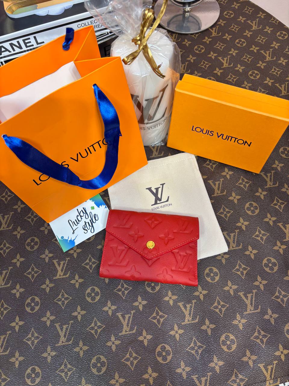Кошелек Louis Vuitton mini натуральная кожа красный 96386