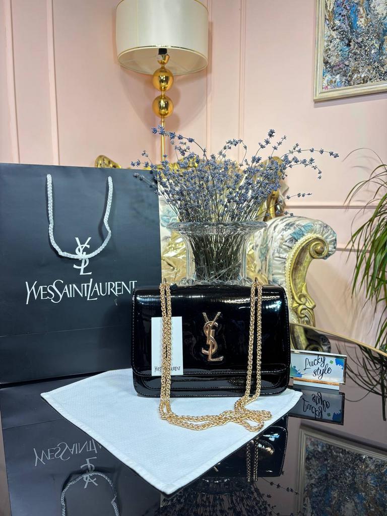 Сумка YSL скидка черная под лак 96393