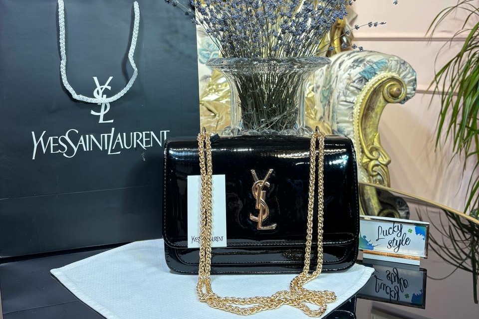 Сумка YSL скидка черная под лак 96393