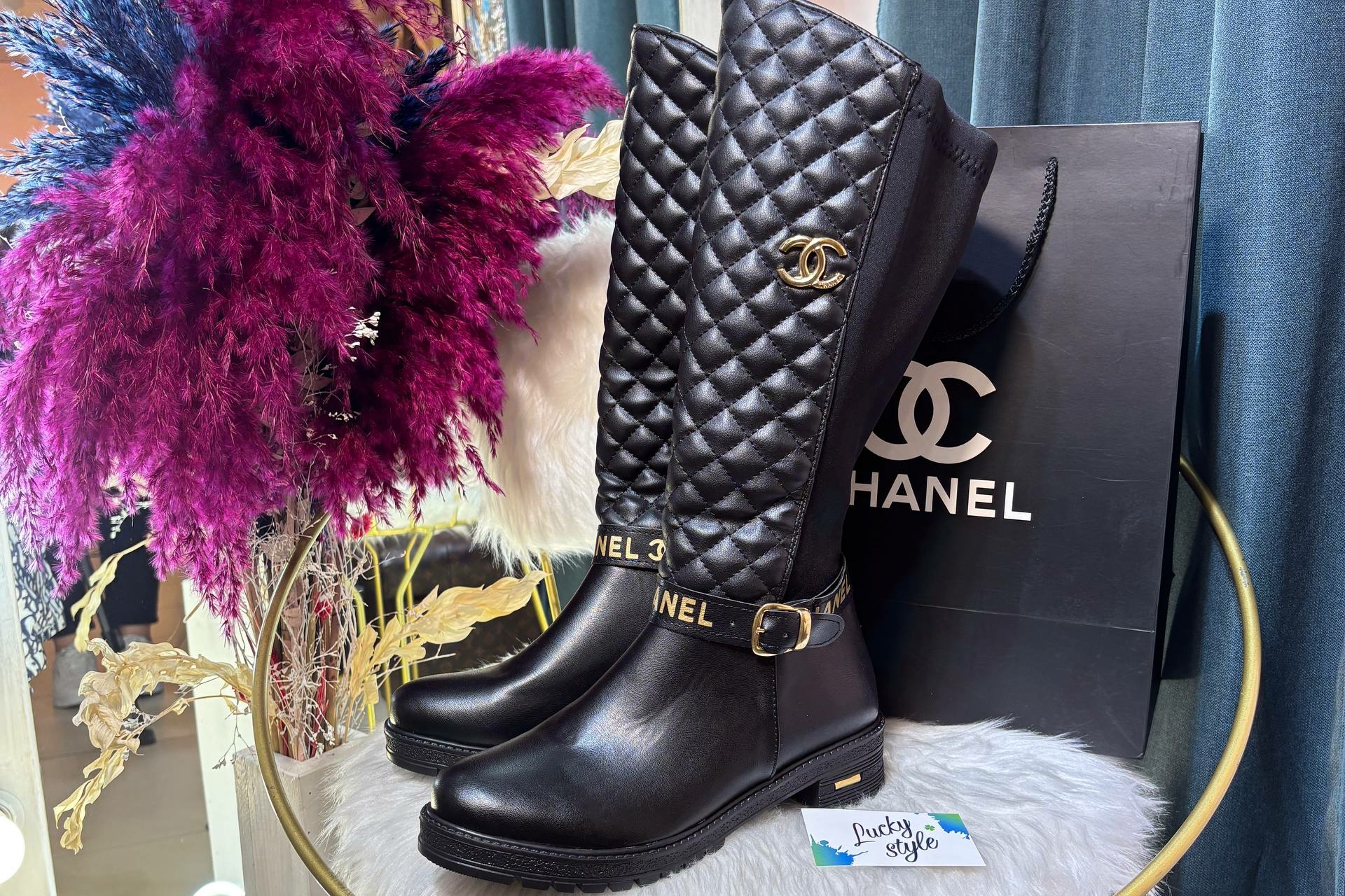 Сапоги Chanel черные 96410