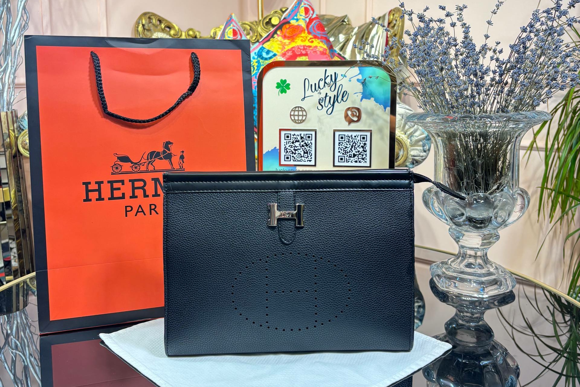 Клатч Hermes черный 96413