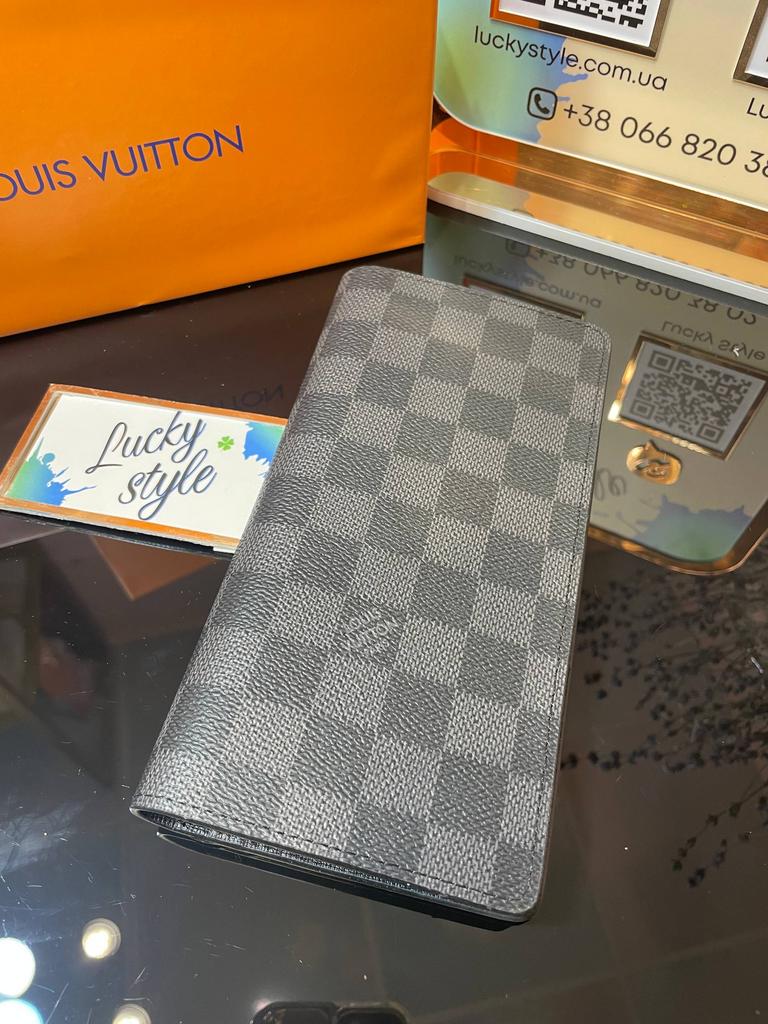 Гаманець Louis Vuitton з натуральної шкіри сіра шашка 95433