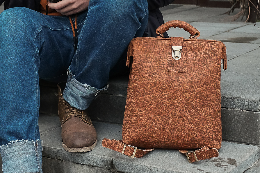 Шкіряний рюкзак City Brown Dots