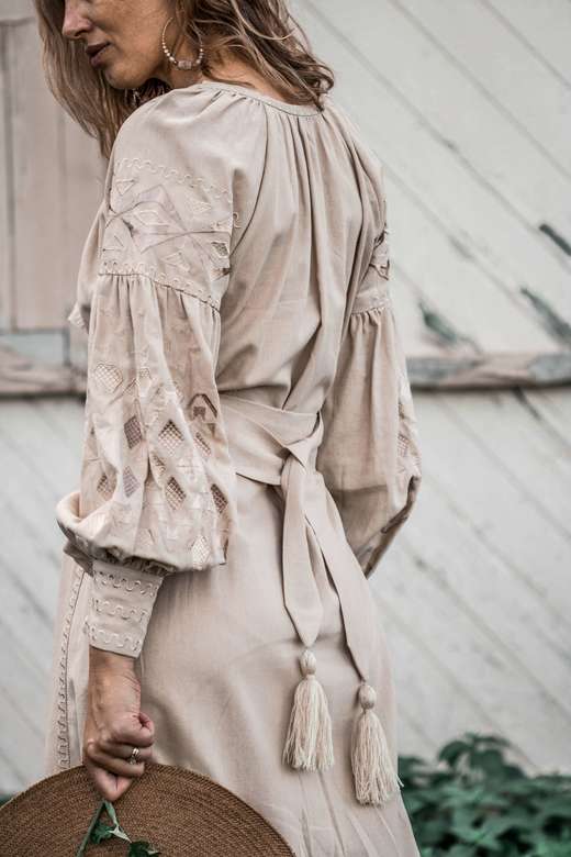 ROBE BEIGE EN LIN NOEMIE