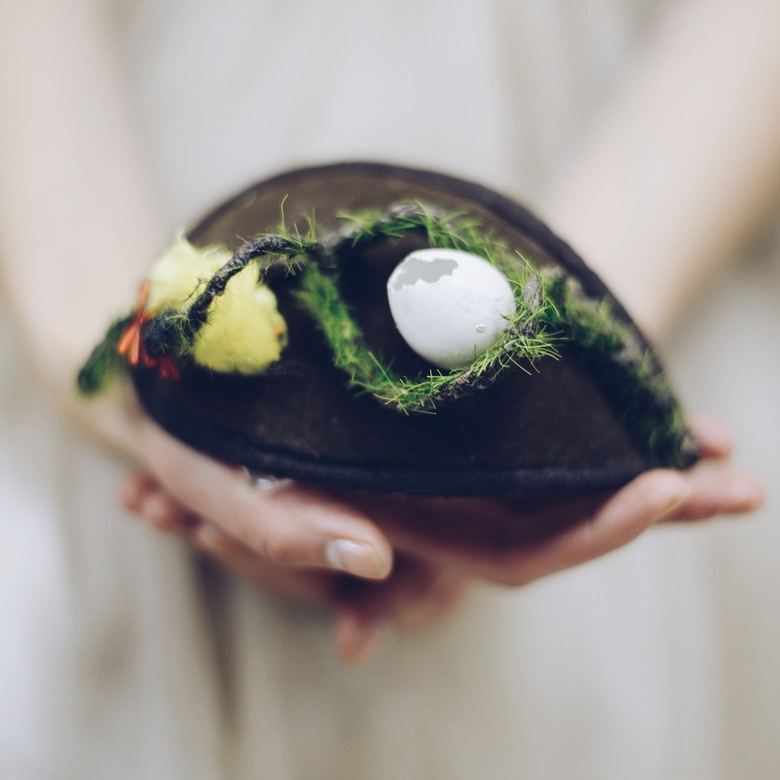 Необычная шляпка с птичьим гнездом Birdy