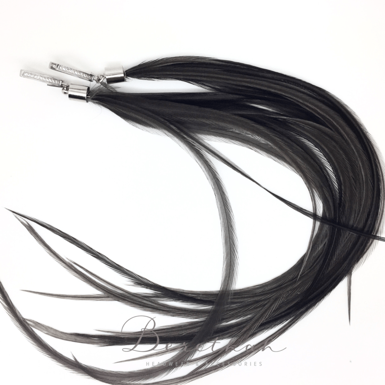 Серьги с натуральными перьями (черный) очень длинные