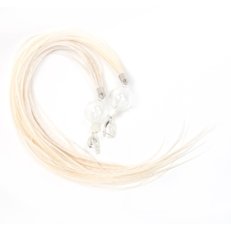 Серьги с натуральными перьями и глобусом