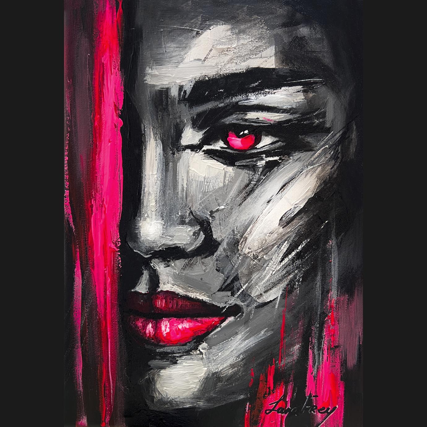 Pink in a flow of a raging wind